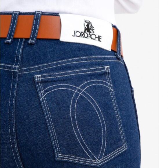 Jordache Jeans Women's Size 30 Blue Dark Wash Vintage Crop White Stitching - Picture 3 of 8